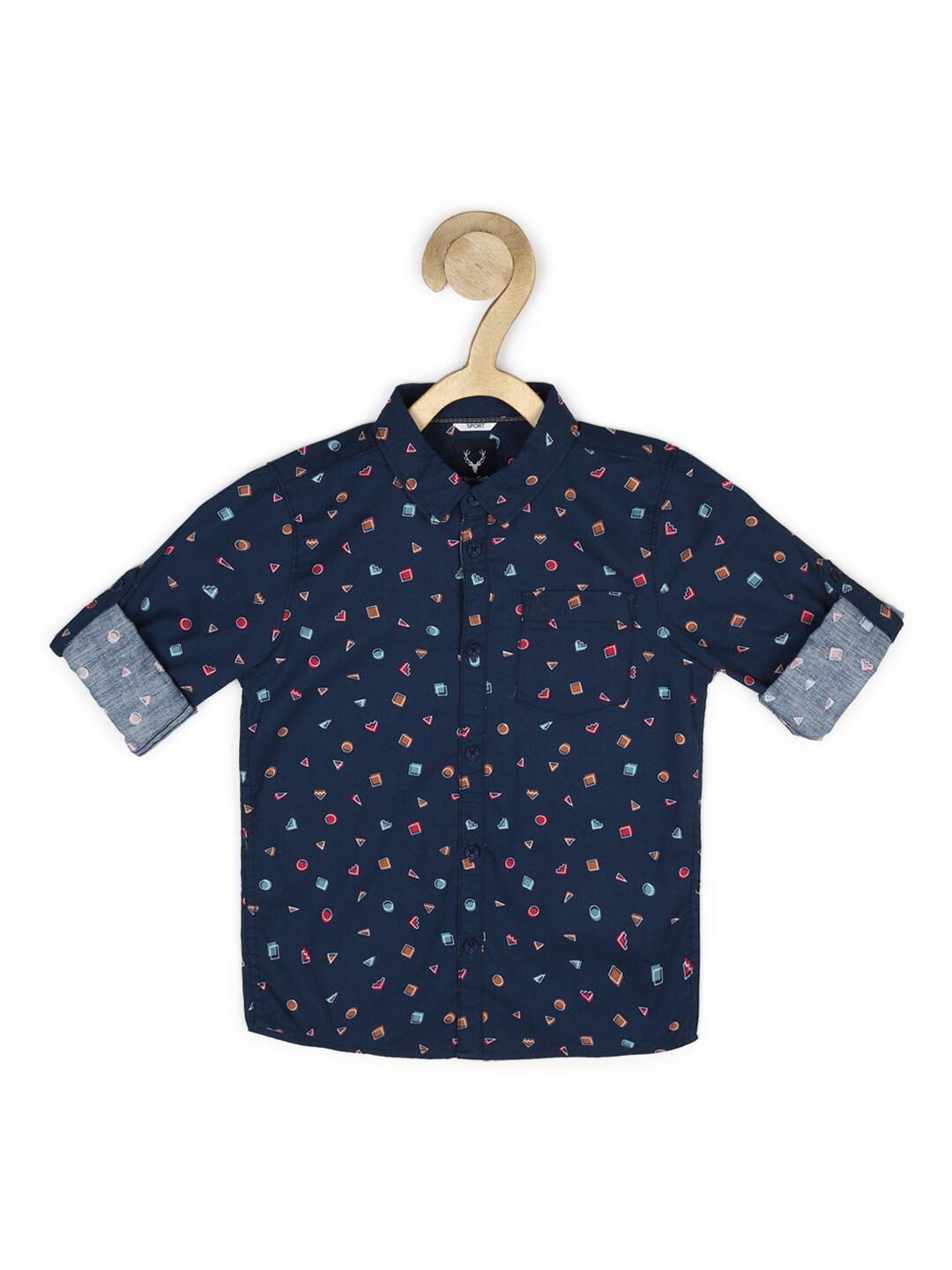 

Allen Solly Junior Boys Navy Blue Slim Fit Printed Cotton Casual Shirt