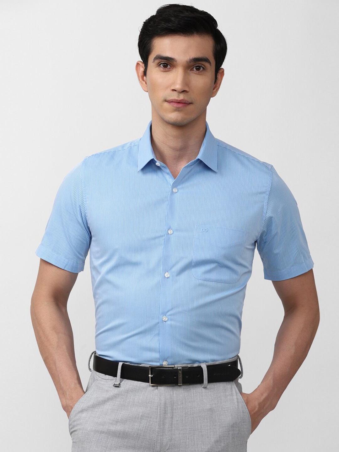 

Peter England Men Blue Striped Slim Fit Cotton Formal Shirt
