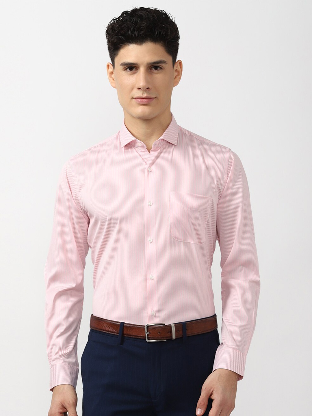

Peter England Men Pink Striped Slim Fit Cotton Formal Shirt