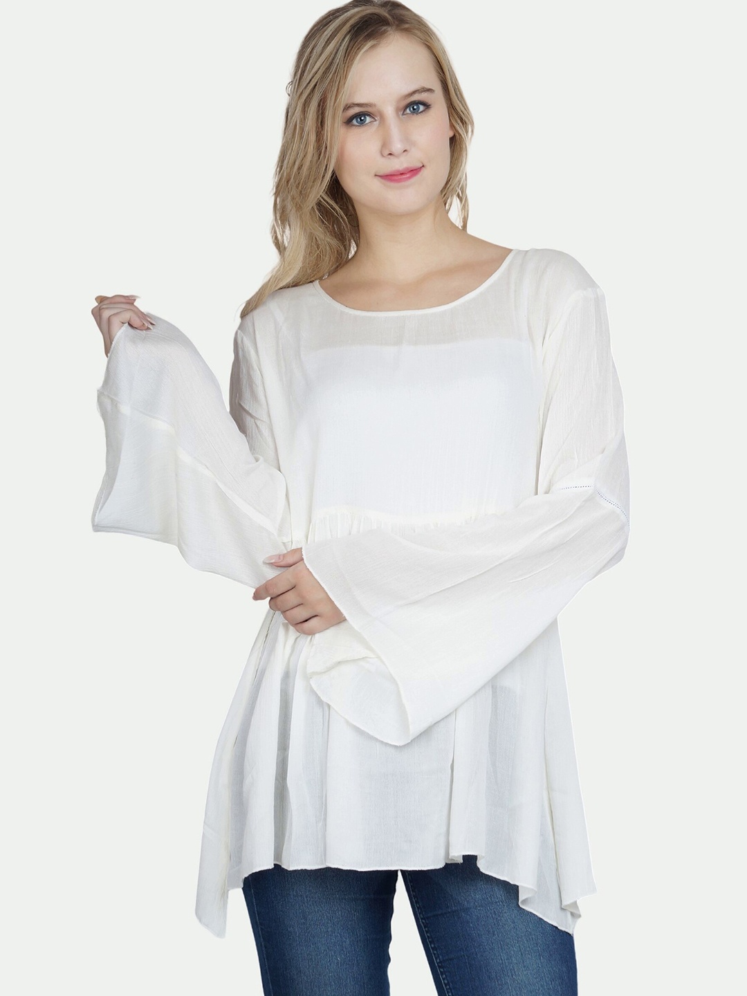 

PATRORNA Women White Peplum Top