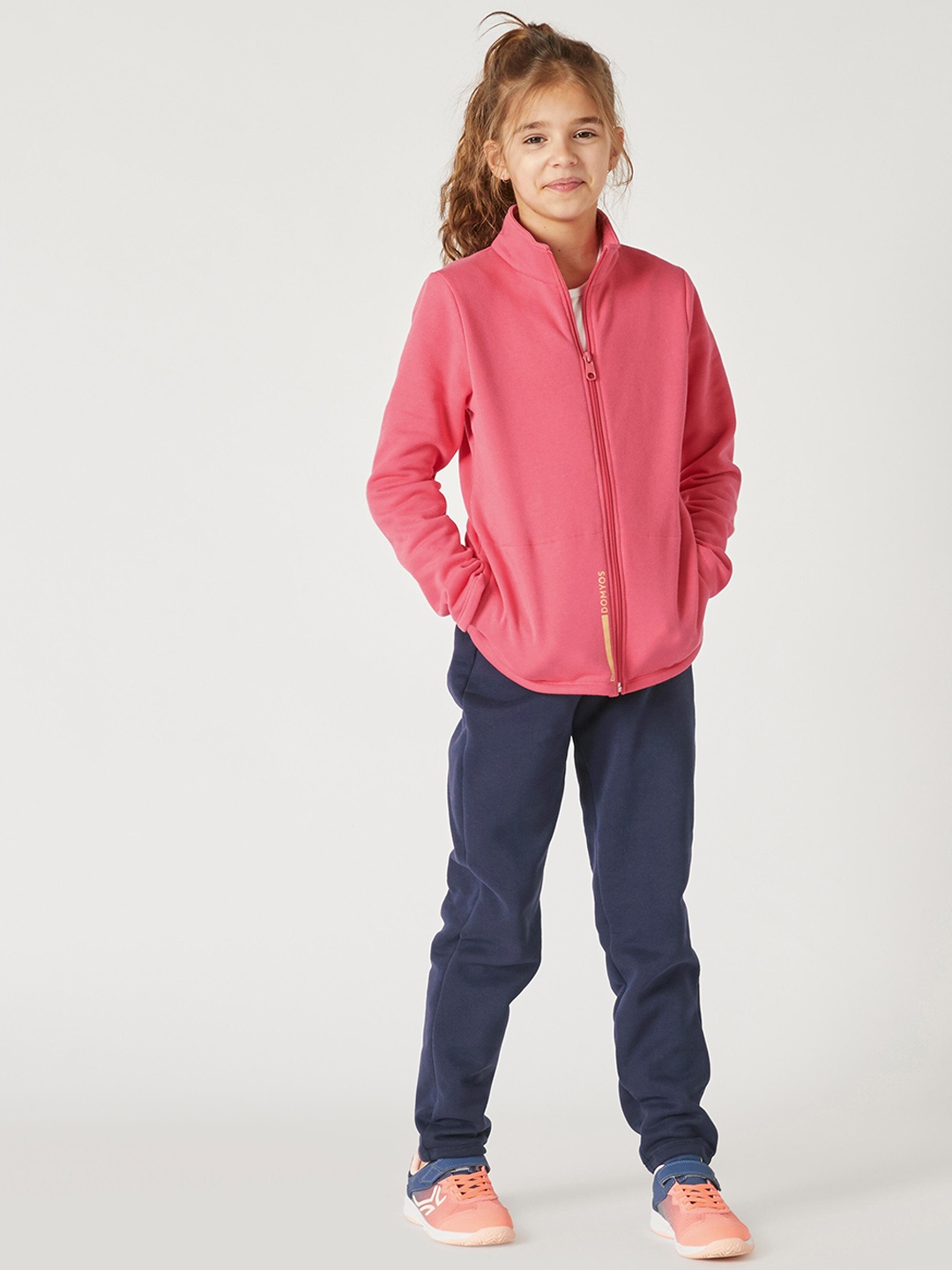 

Domyos By Decathlon Girls Pink & Navy Blue Solid Tracksuits
