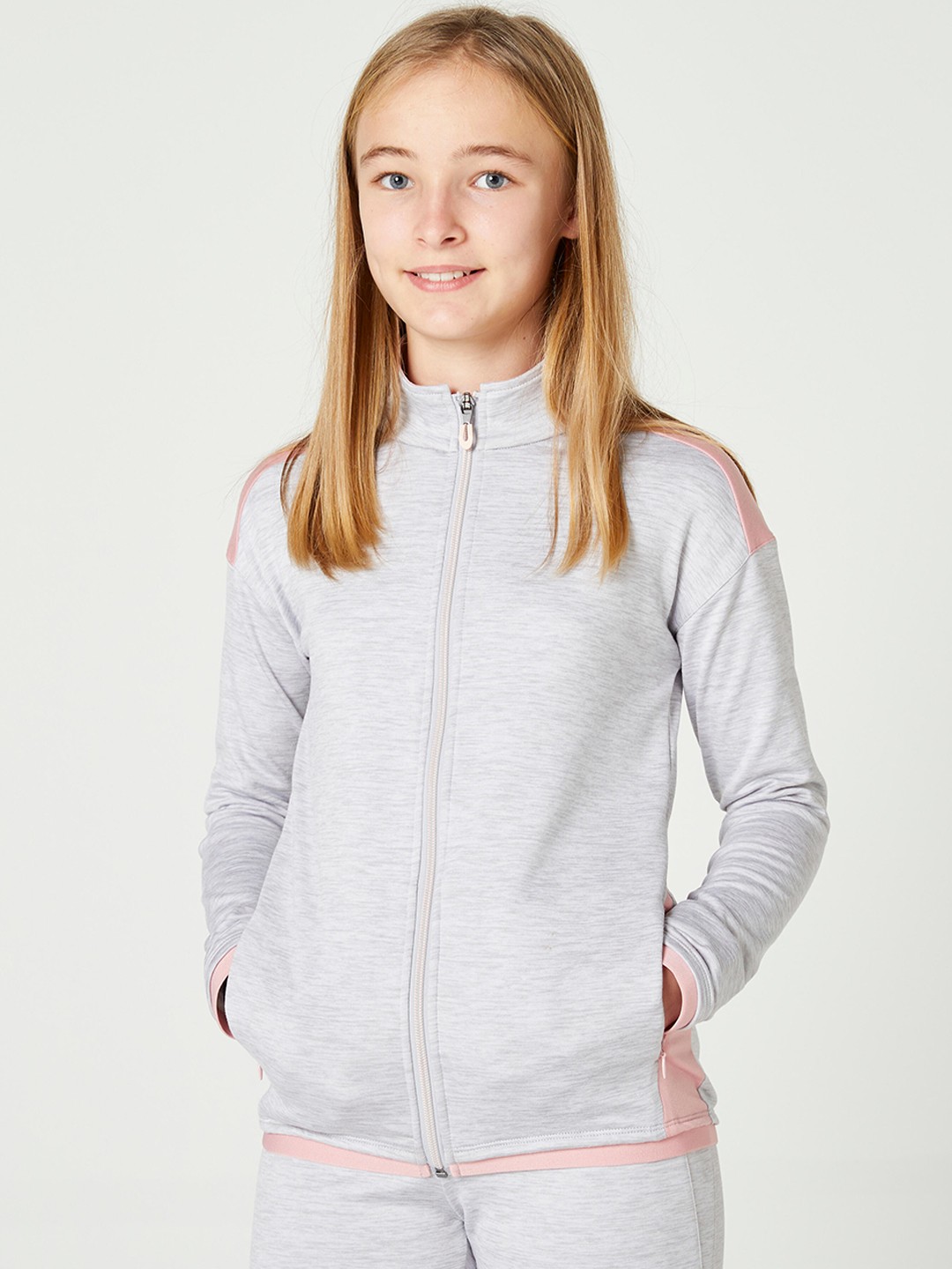 

Domyos By Decathlon Girls Pink & Grey Solid Tracksuit