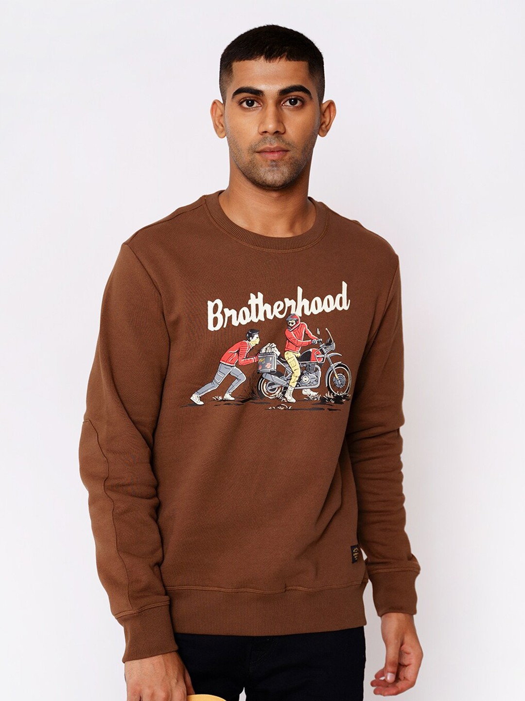 

Royal Enfield Men Brown Royal Enfield Brotherhood Printed Sweatshirt