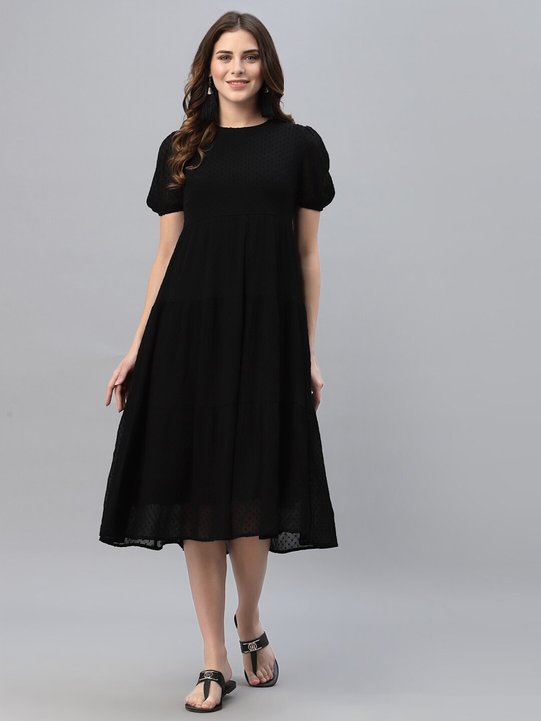 

HOUSE OF KKARMA Black Chiffon Empire Midi Dress