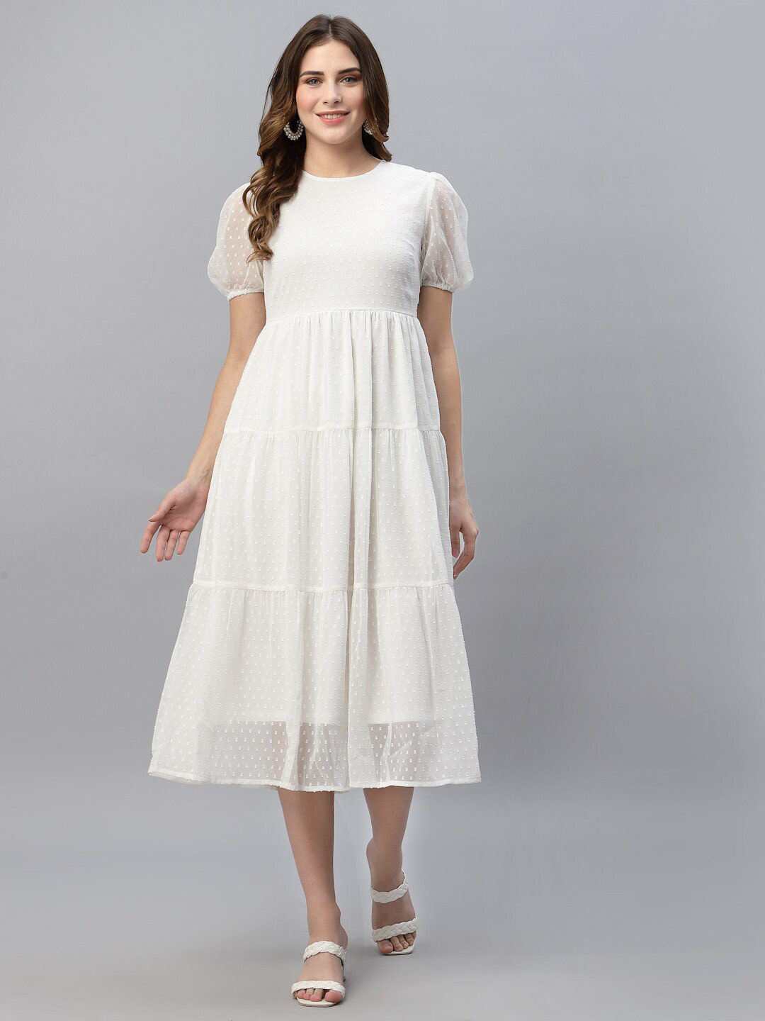 

HOUSE OF KKARMA Women Georgette Empire Midi Dress, White
