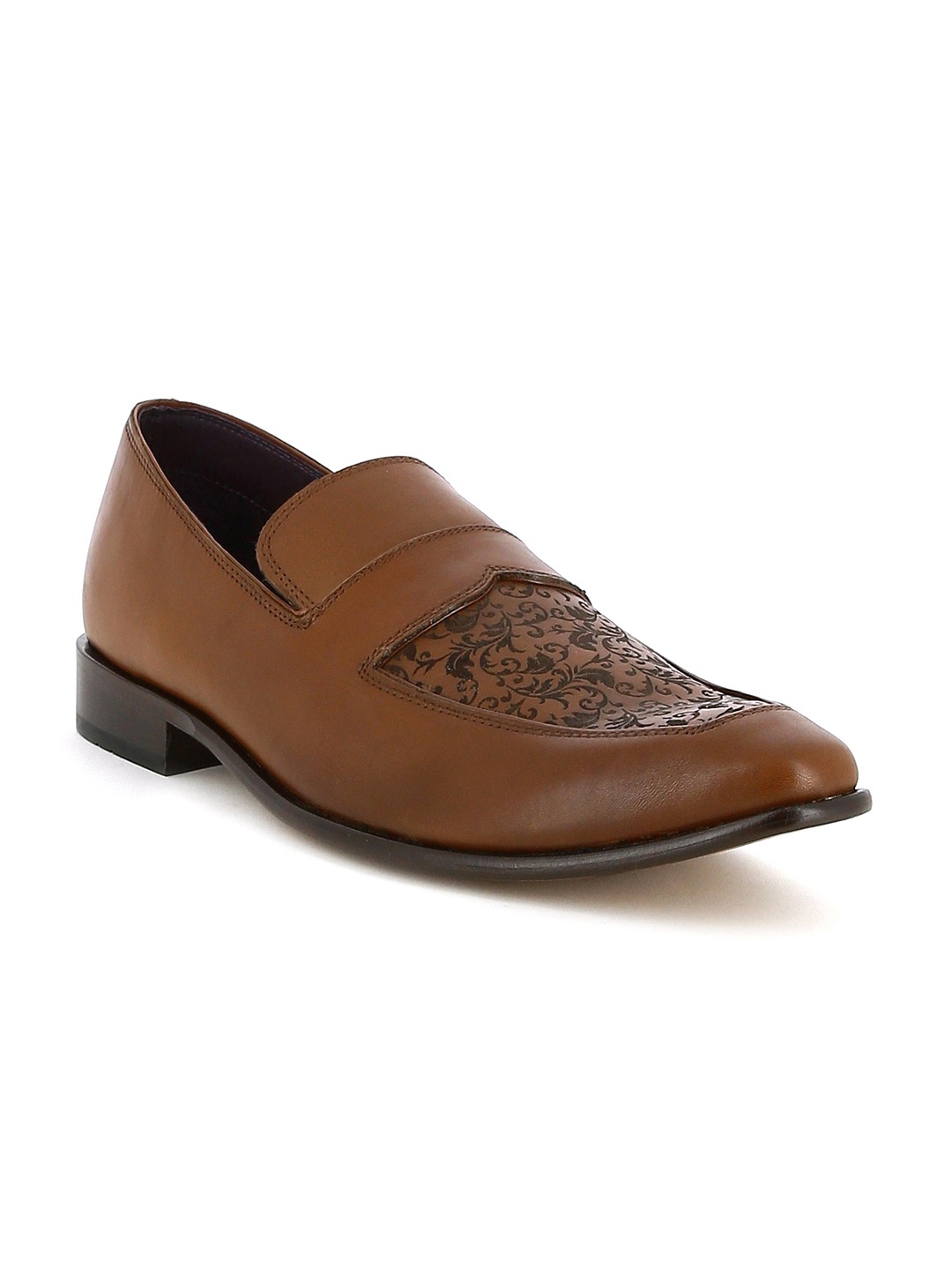

Louis Philippe Men Brown Square-Toed Textured Genuine Leather Semiformal Slip-Ons