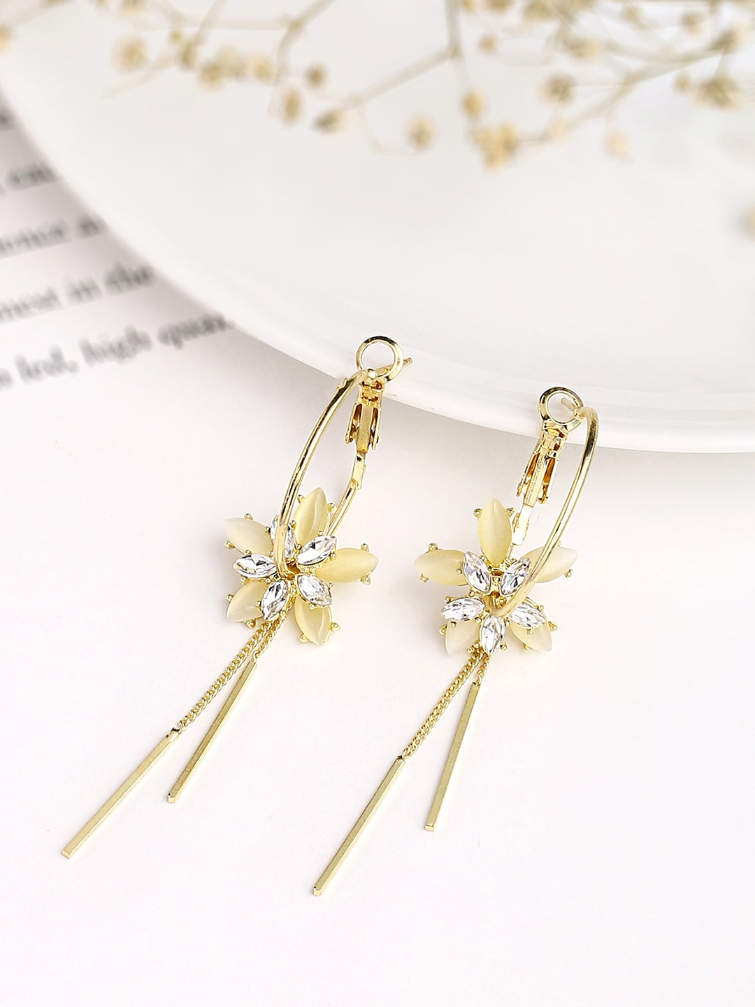 

Yellow Chimes Women Gold-Toned Contemporary Drop Earrings