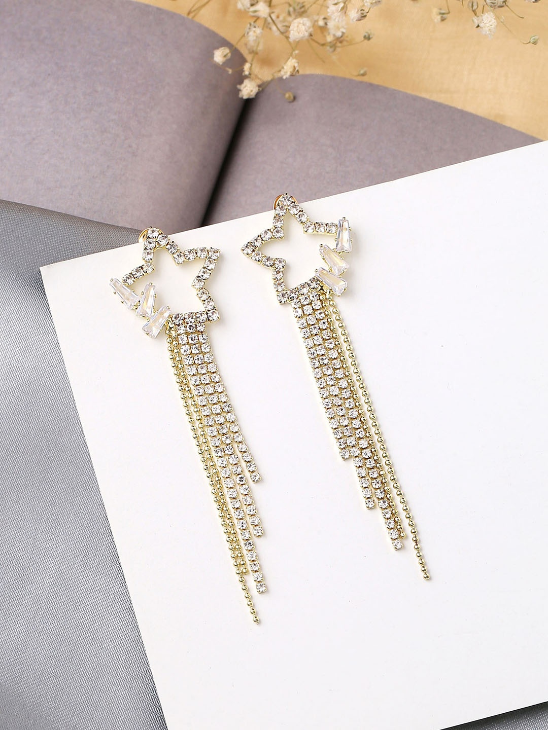 

Yellow Chimes Gold-Toned Contemporary Drop Earrings