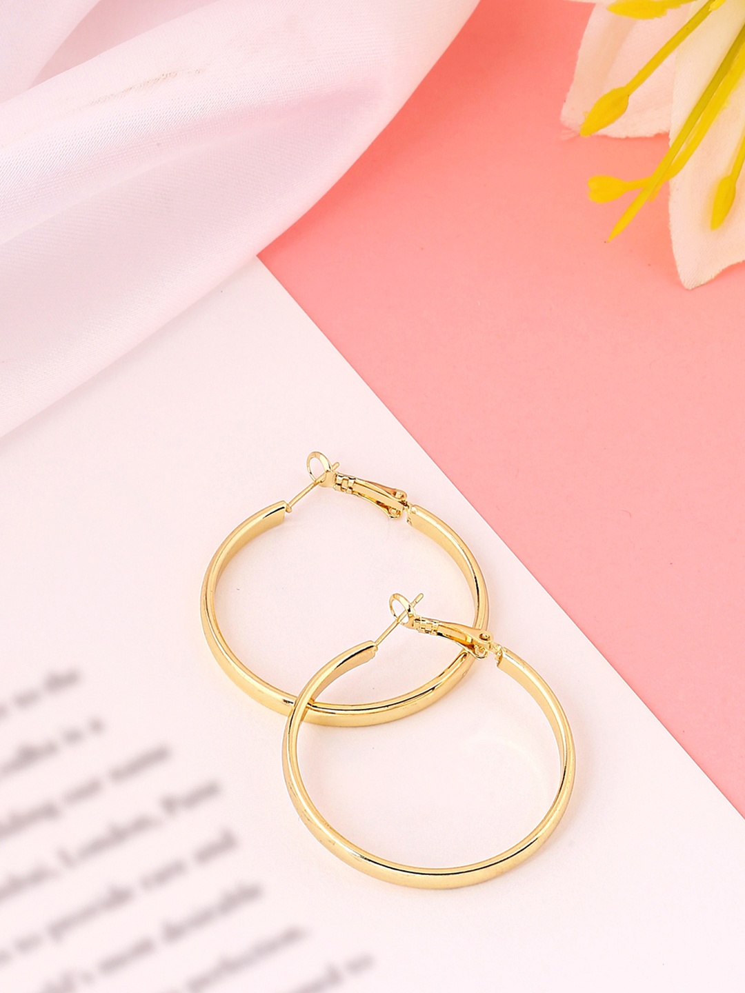 

Yellow Chimes Gold-Plated Contemporary Hoop Earrings