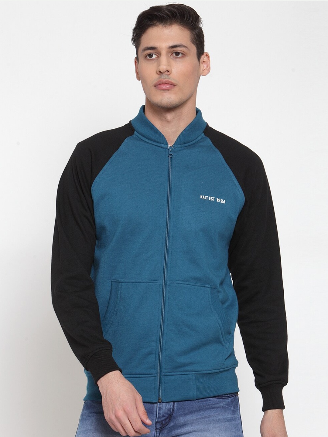 

Kalt Men Teal Colourblocked Sweatshirt