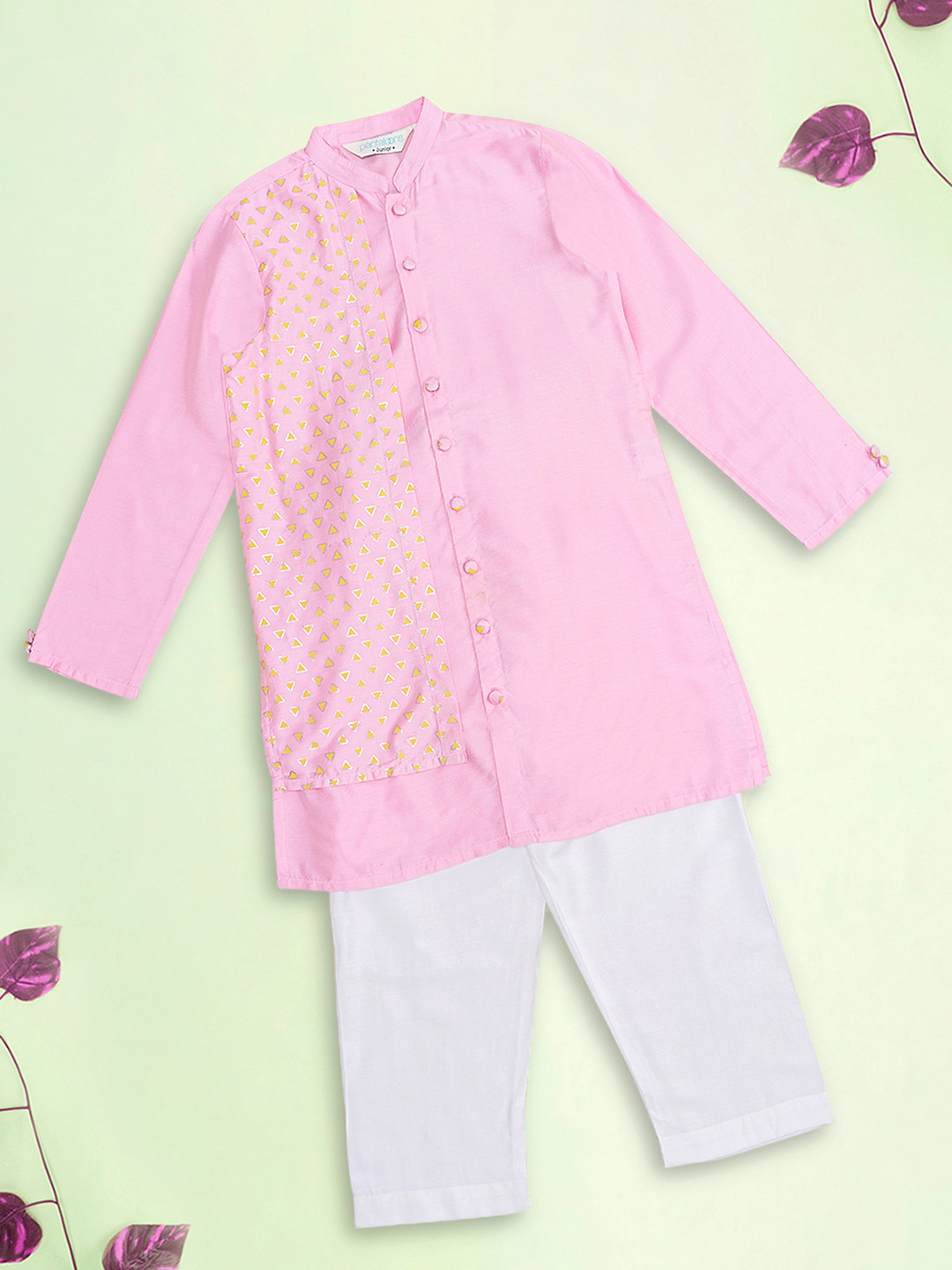 

indus route by Pantaloons Boys Printed Kurta with Pyjama Set, Pink