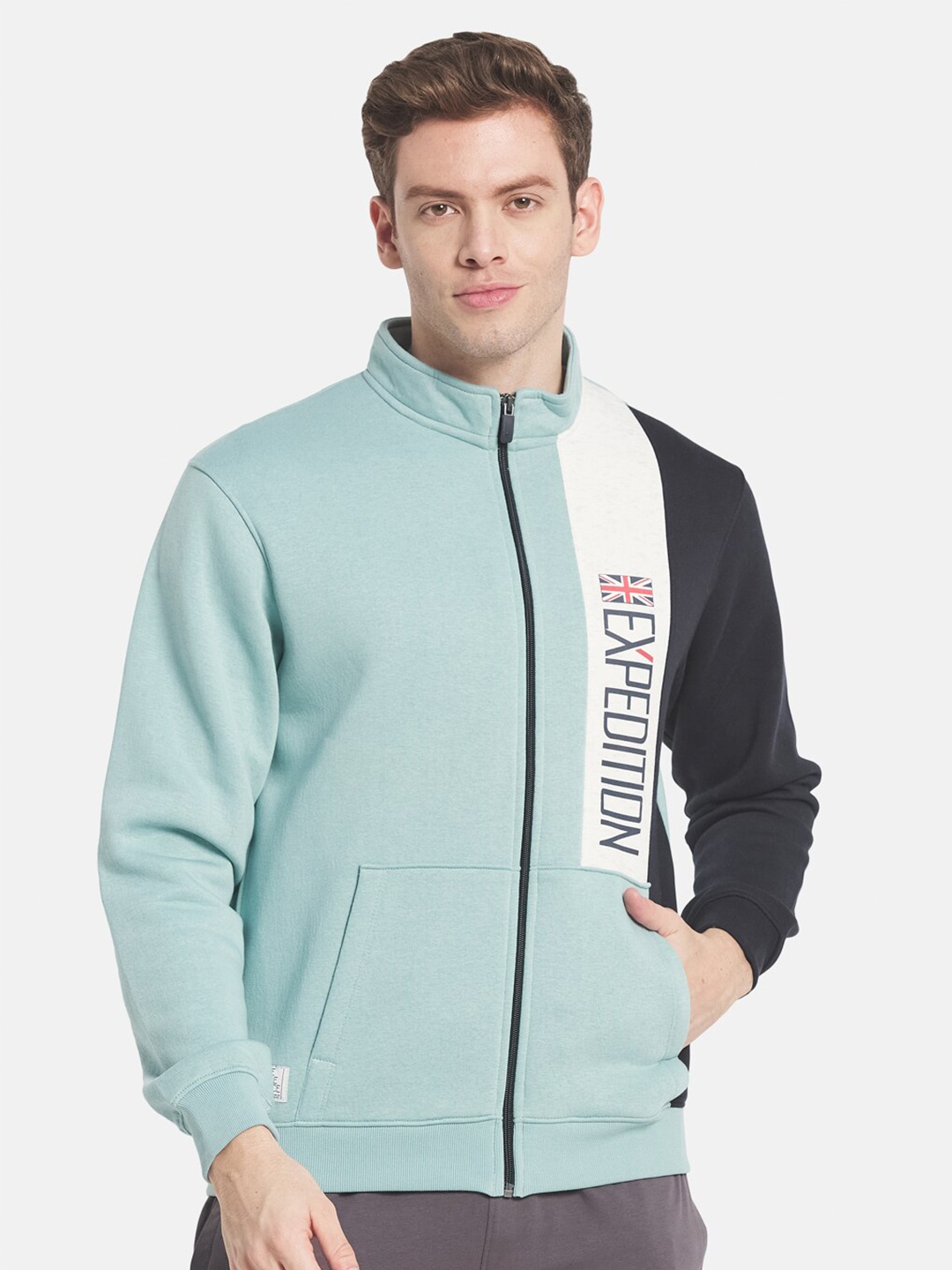 

Octave Men Blue Printed Fleece Sweatshirt