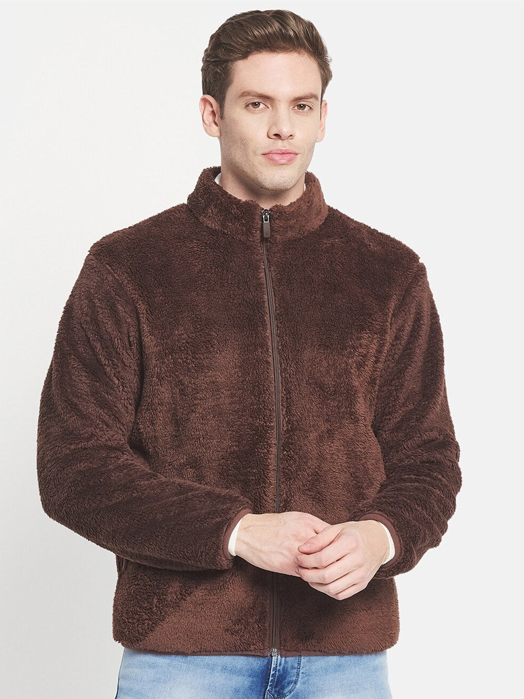 

Octave Men Brown Solid Sweatshirt
