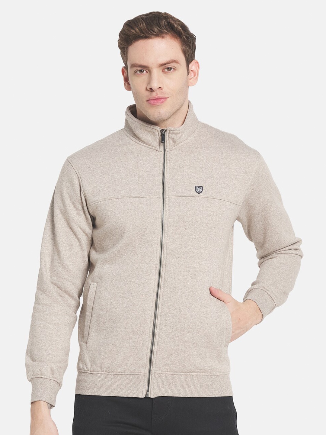 

Octave Plus Size Men Beige Solid Sweatshirt