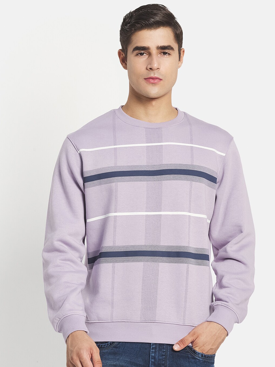 

Octave Men Purple Checked Sweatshirt