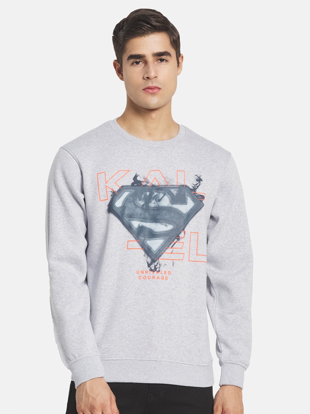 

Octave Men Grey Melange Superman Printed Sweatshirt