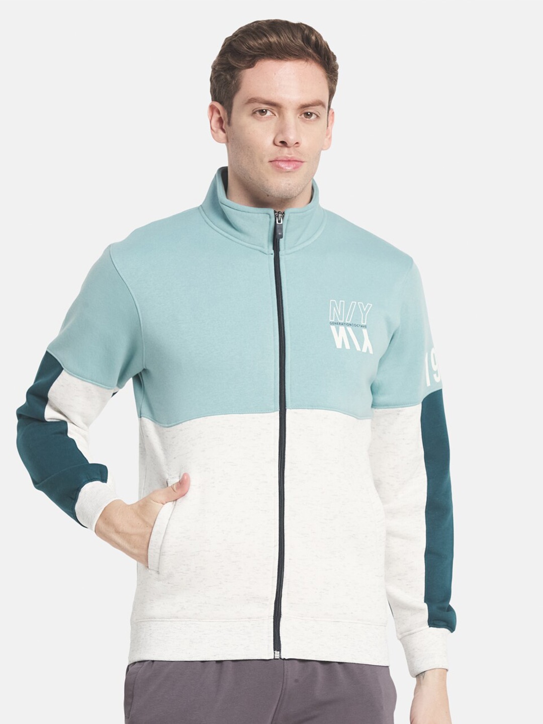 

Octave Men Blue Colourblocked Sweatshirt
