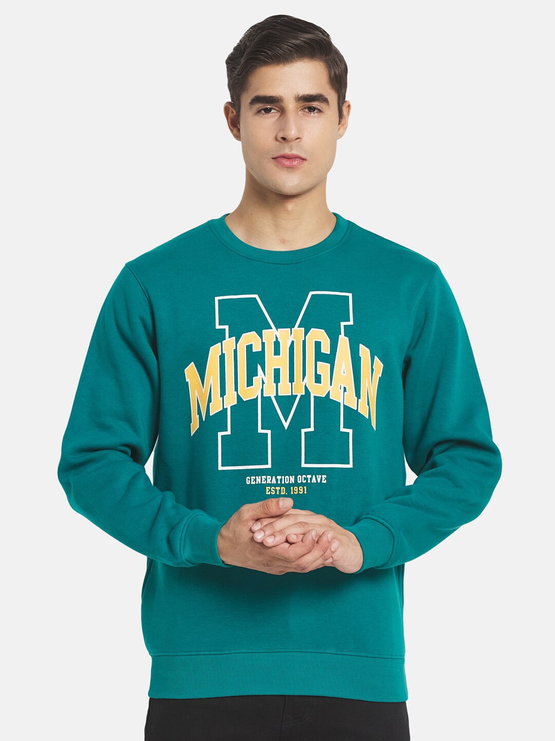 

Octave Men Green Printed Sweatshirt