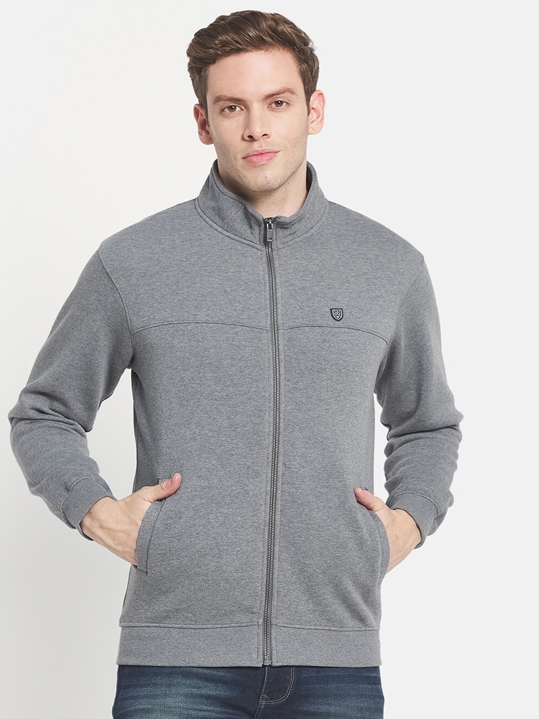 

Octave Men Grey Solid Sweatshirt