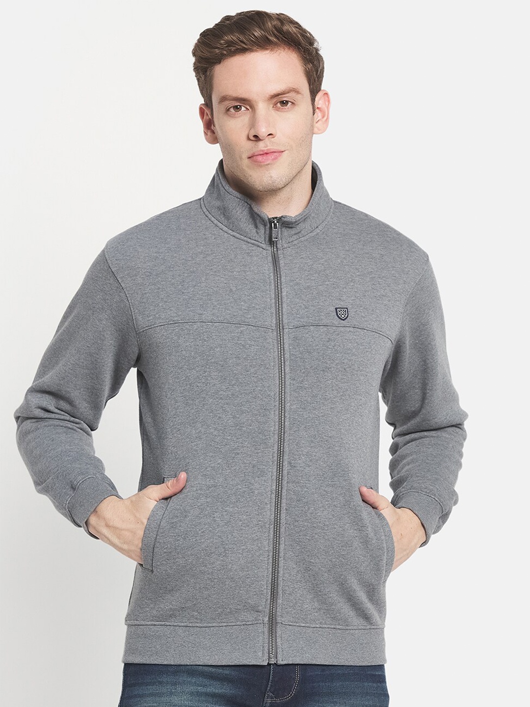 

Octave Men Grey Solid Sweatshirt