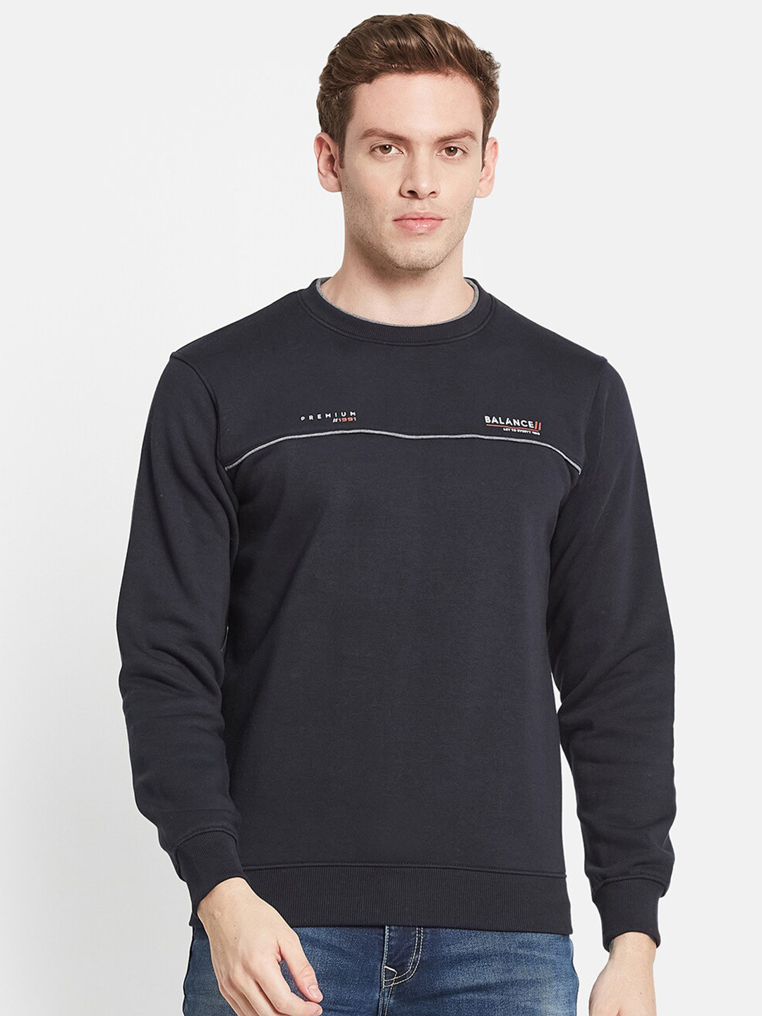 

Octave Men Navy Blue Printed Sweatshirt