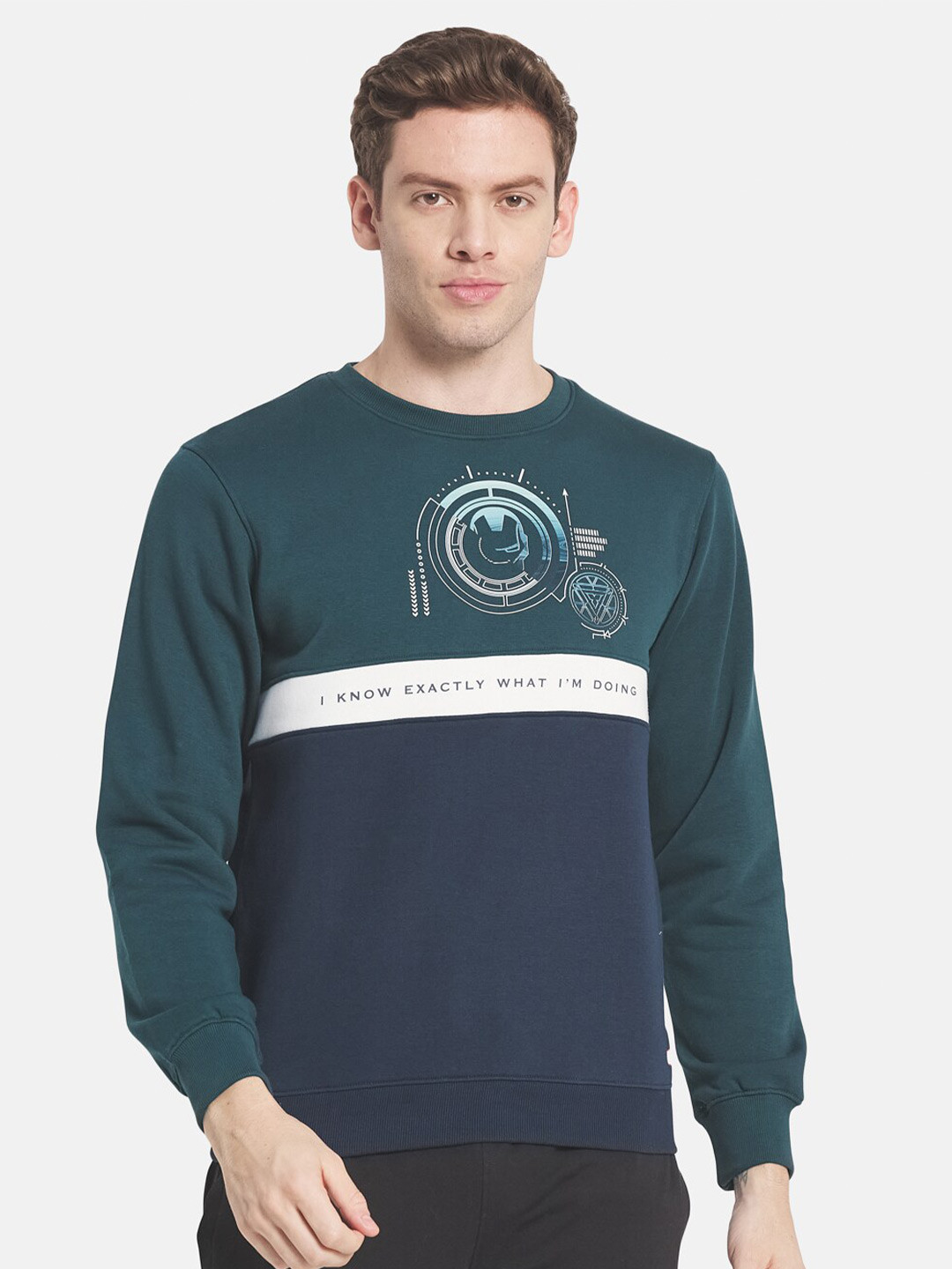 

Octave Men Green Printed Hooded Sweatshirt