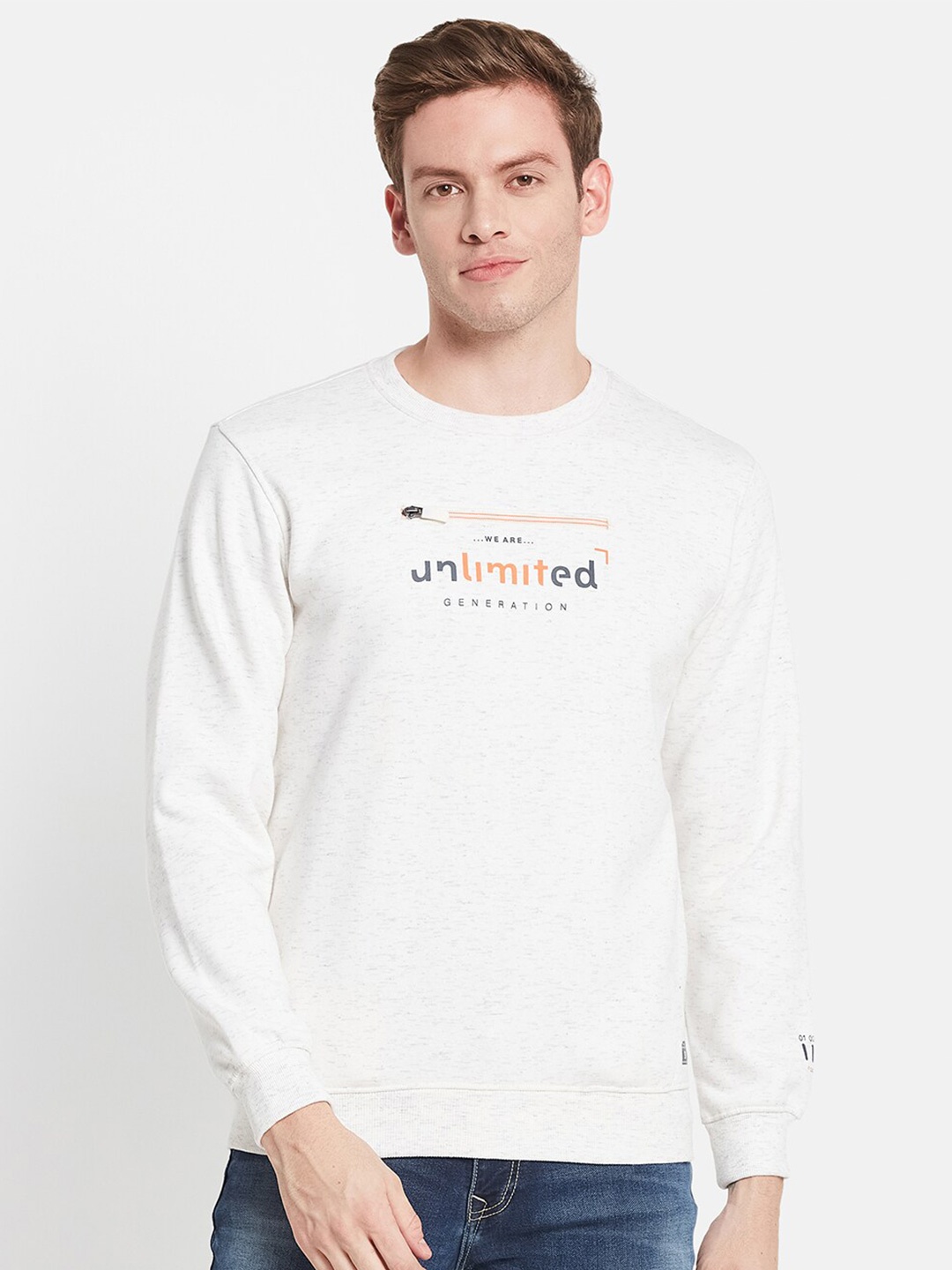

Octave Men White Printed Sweatshirt