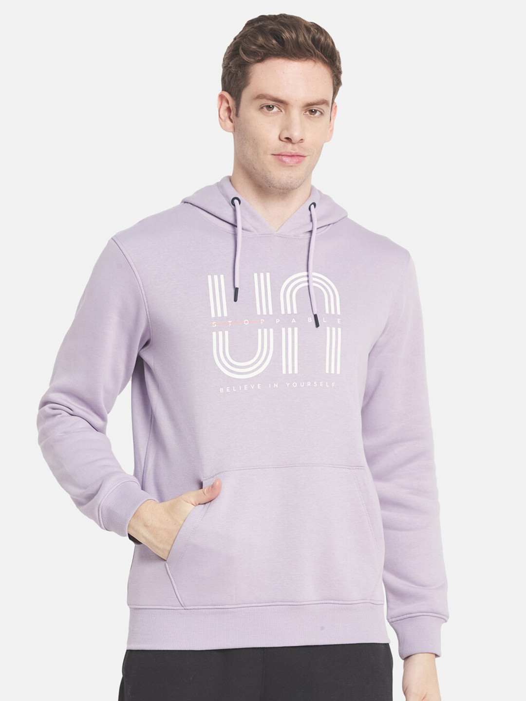 

Octave Men Purple Printed Hooded Sweatshirt