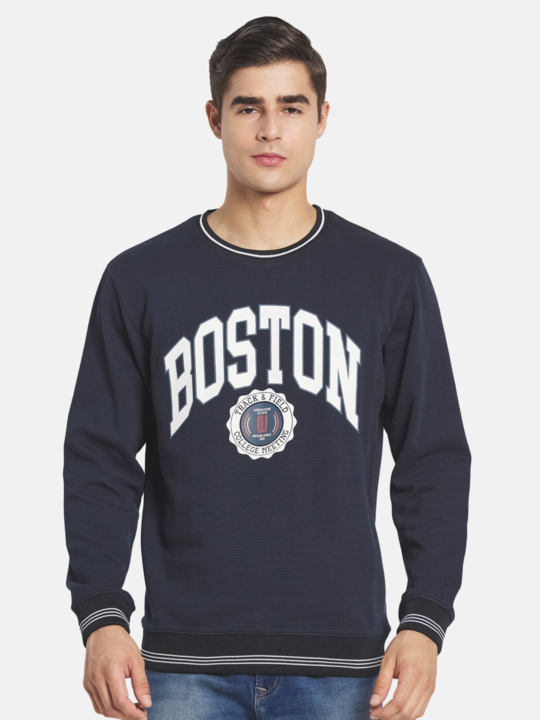 

Octave Men Blue Printed Sweatshirt