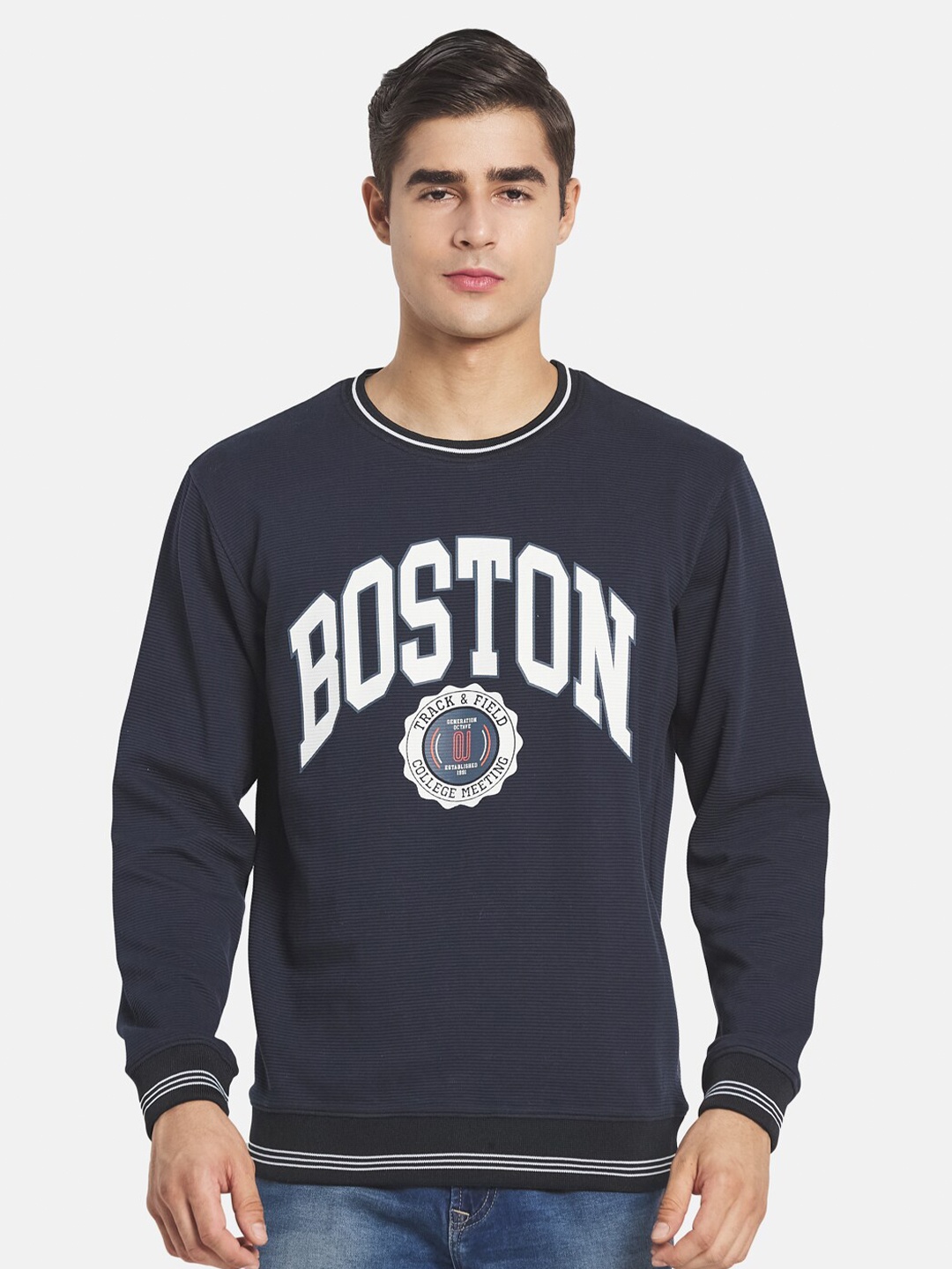 

Octave Men Blue Printed Sweatshirt