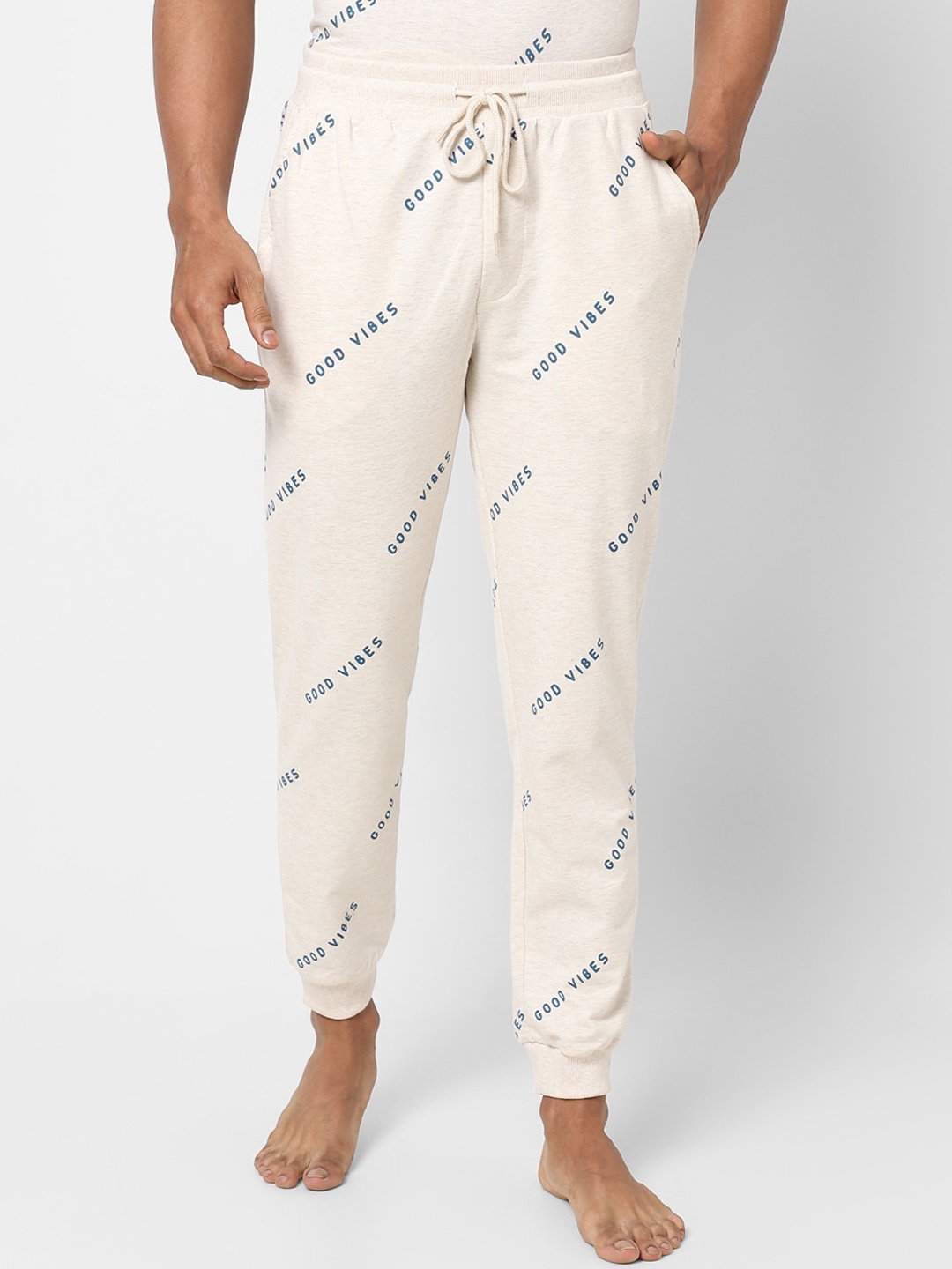 

Ajile by Pantaloons Men Pink Printed Cotton Lounge Pants