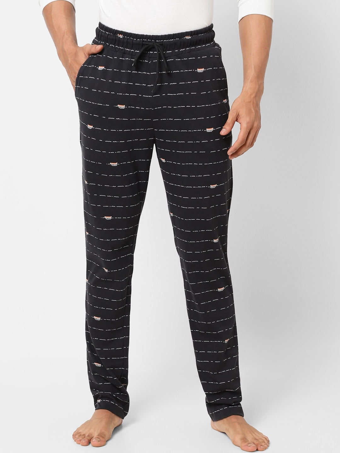 

Ajile by Pantaloons Men Black Printed Cotton Lounge Pants