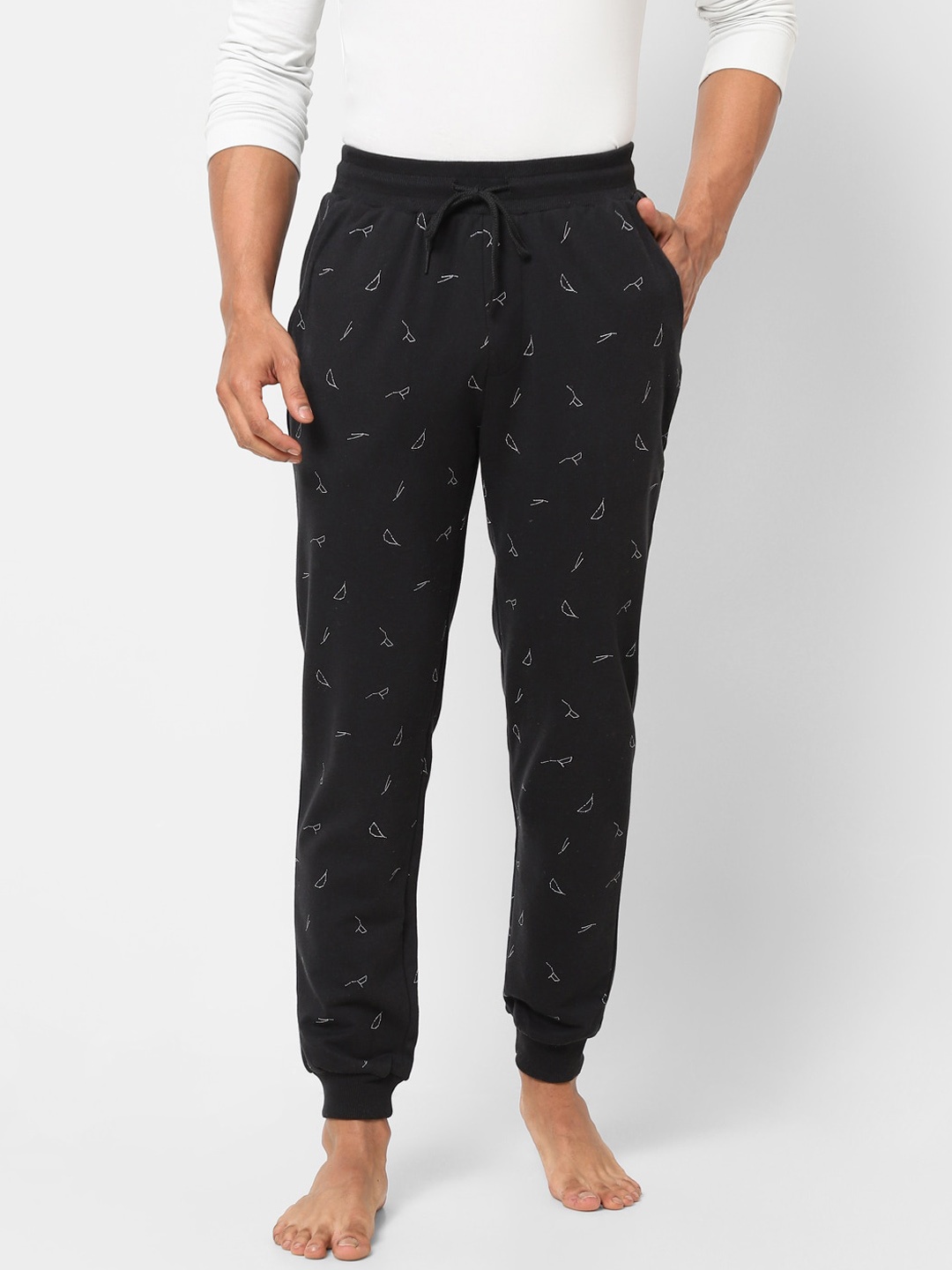 

Ajile by Pantaloons Men Black Printed Cotton Joggers