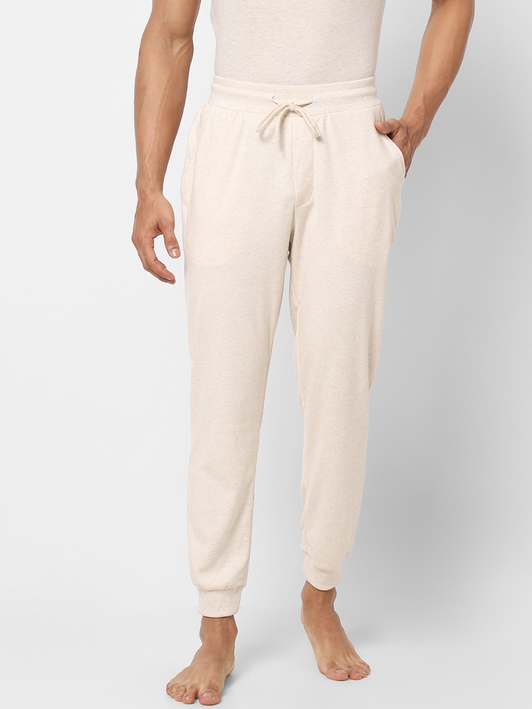 

Ajile by Pantaloons Men Beige Solid Cotton Lounge Joggers
