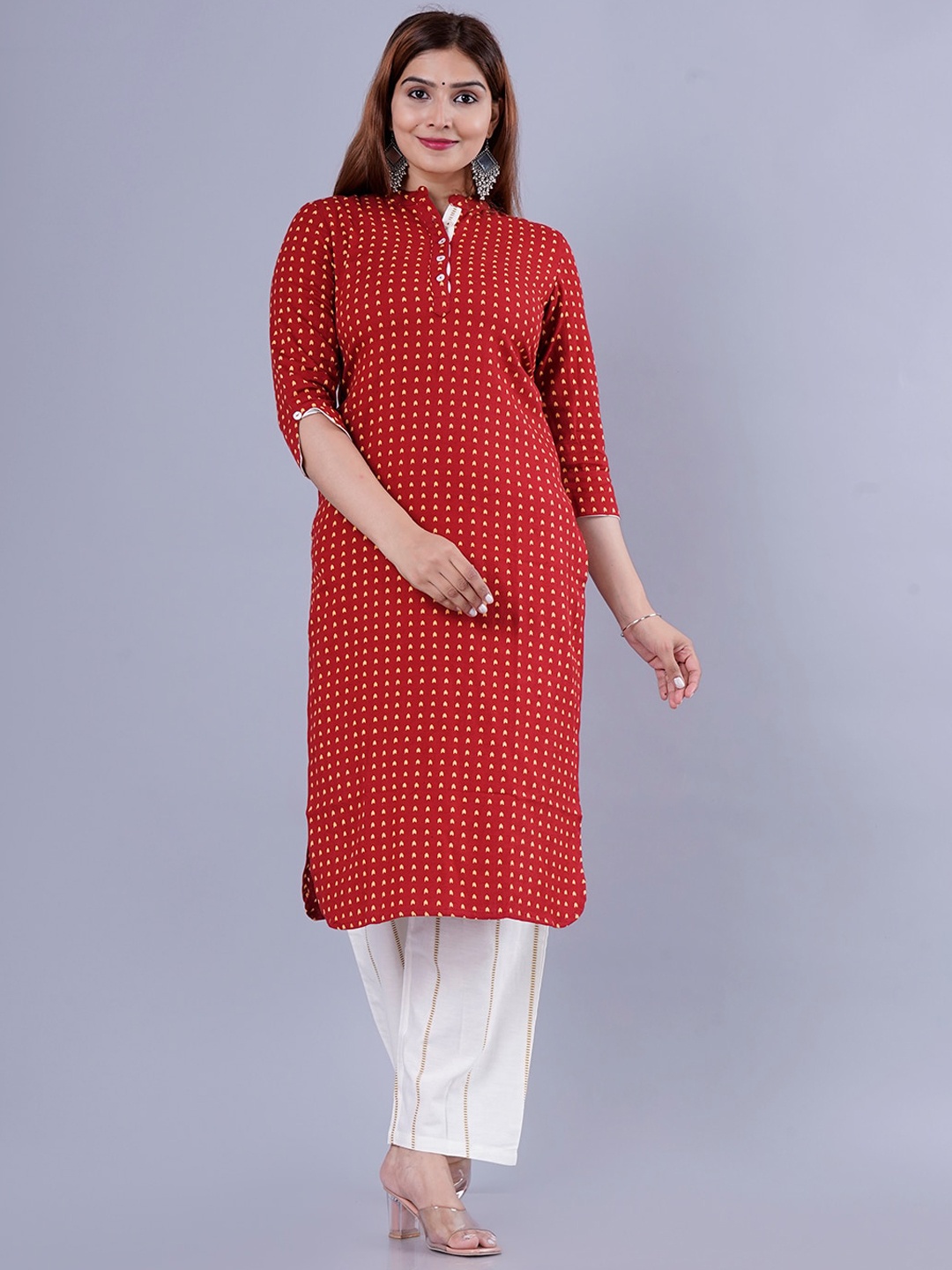

KALINI Women Maroon & White Printed Kurta with Palazzos