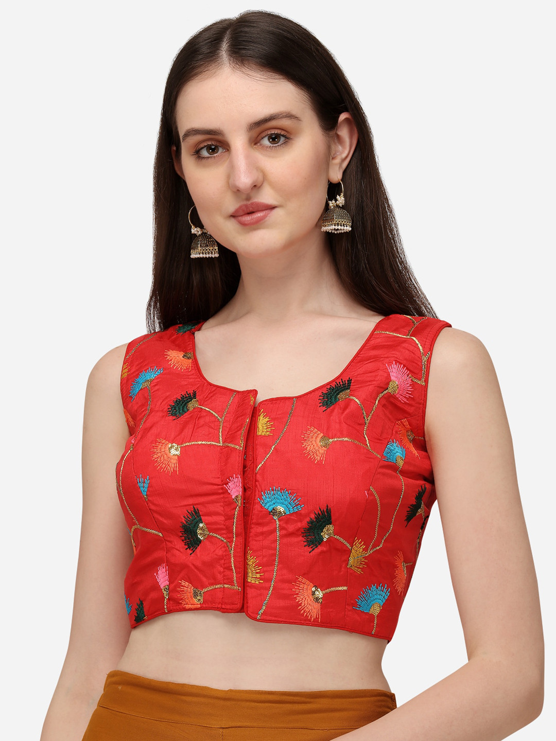 

Amrutam Fab Red Embellished Saree Blouse