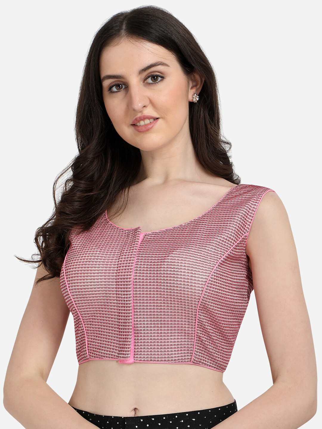 

Amrutam Fab Women Pink Solid Saree Blouse