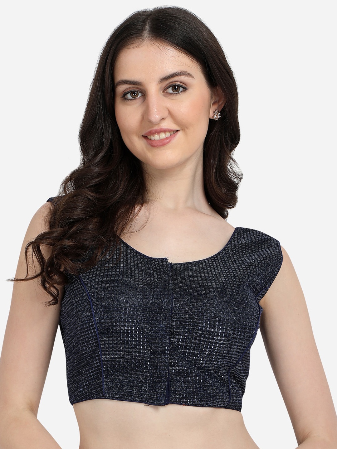 

Amrutam Fab Navy Blue Embellished Silk Saree Blouse