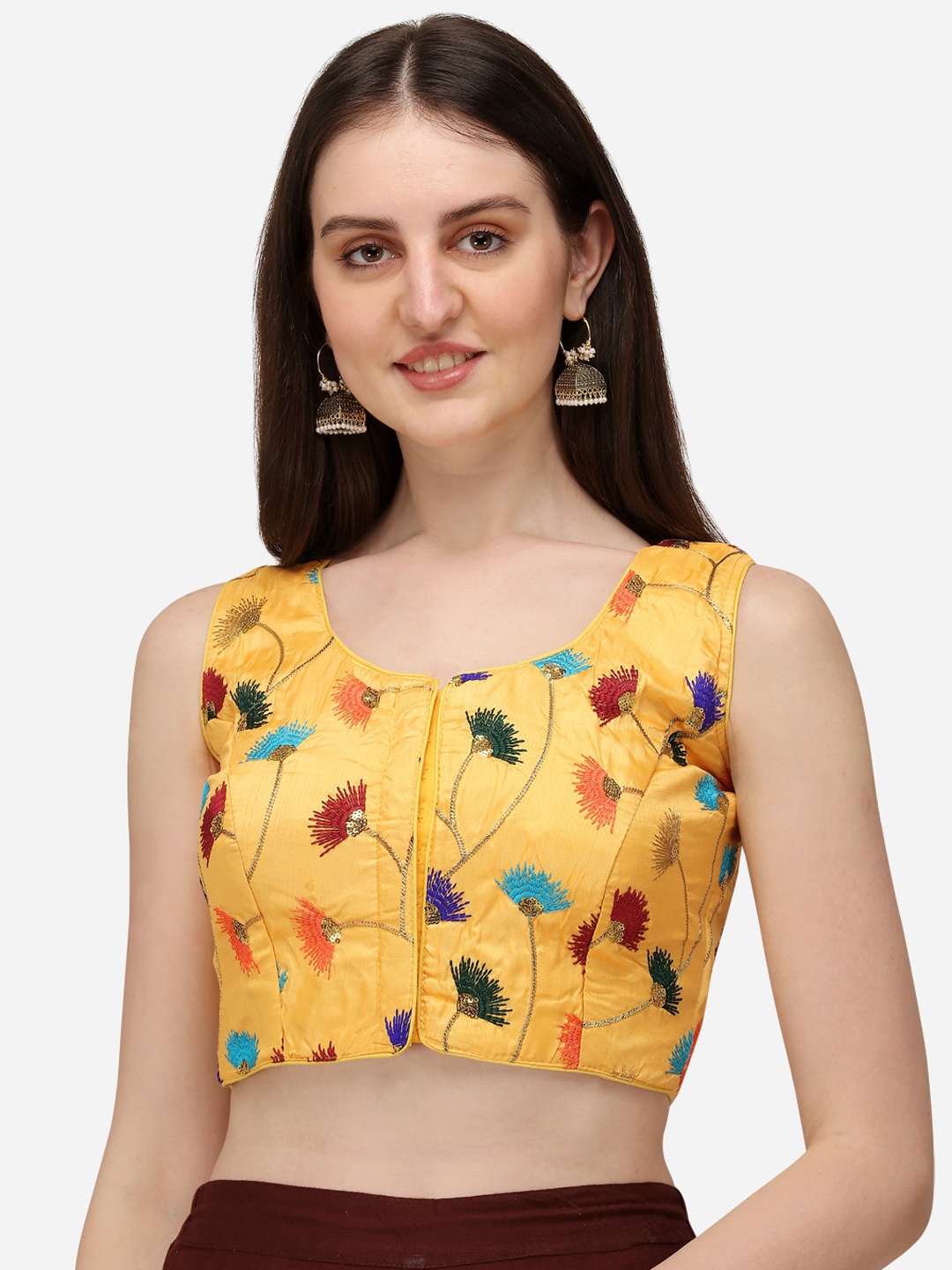 

Amrutam Fab Yellow Embroidered & Sequined Silk Saree Blouse