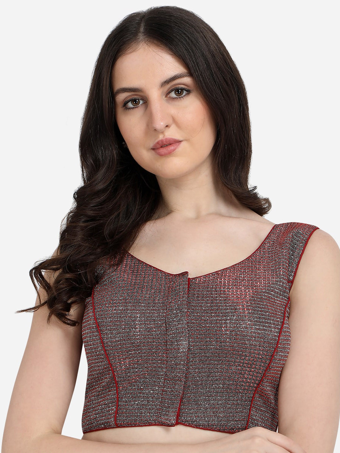 

Amrutam Fab Red Embellished Silk Saree Blouse