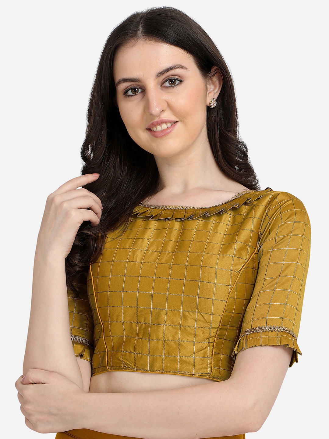 

Amrutam Fab Olive Green Woven Design Silk Saree Blouse