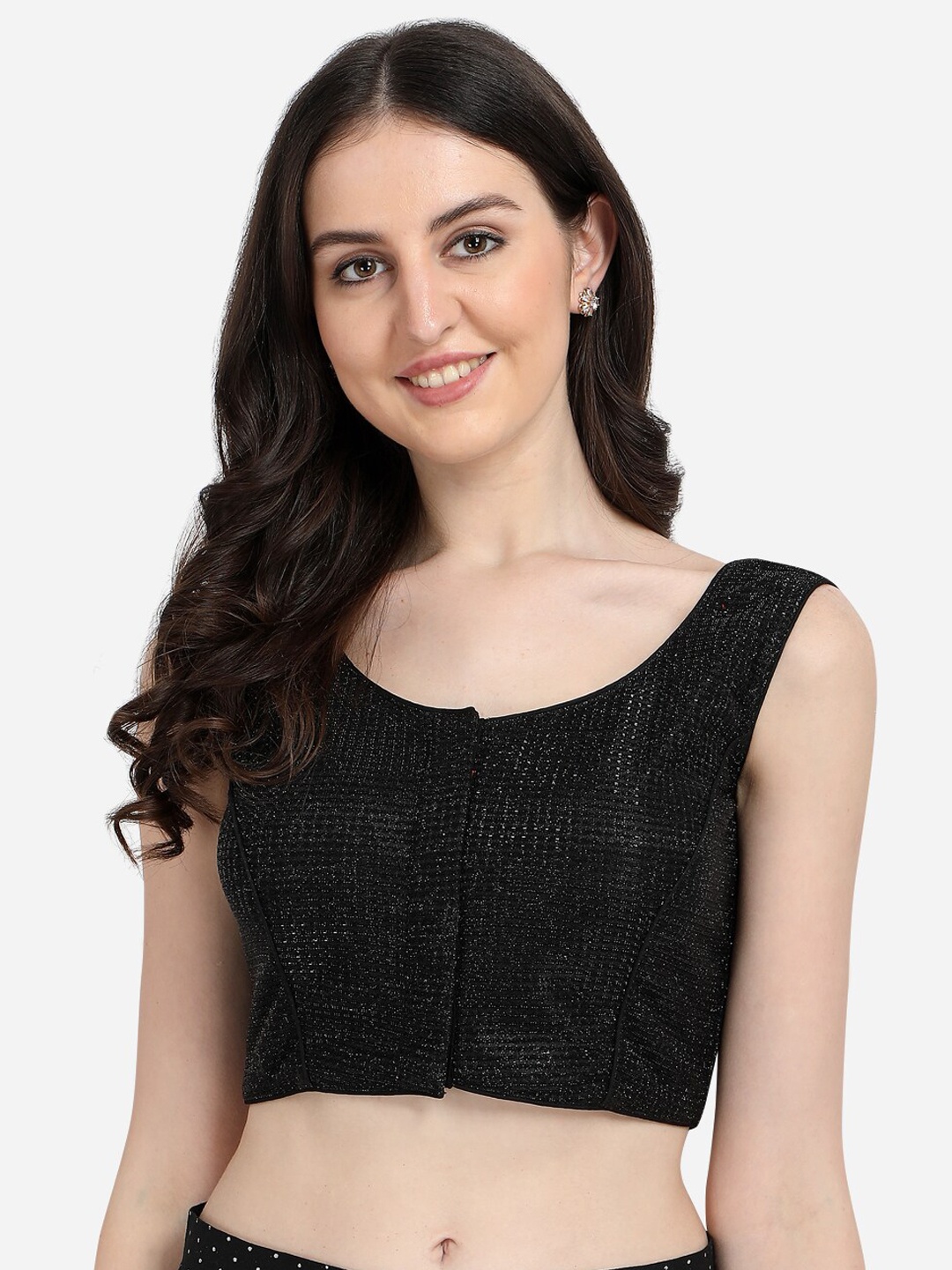 

Amrutam Fab Women Black Embellished Silk Saree Blouse