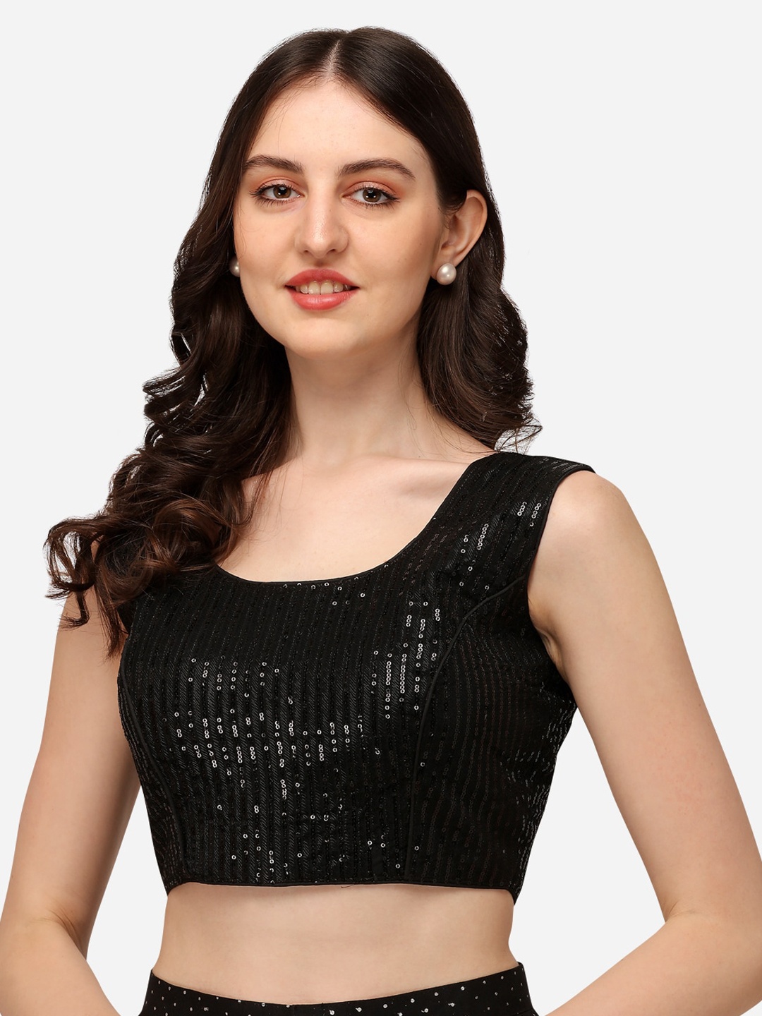 

Amrutam Fab Black Embroidered & Sequinned Georgette Saree Blouse