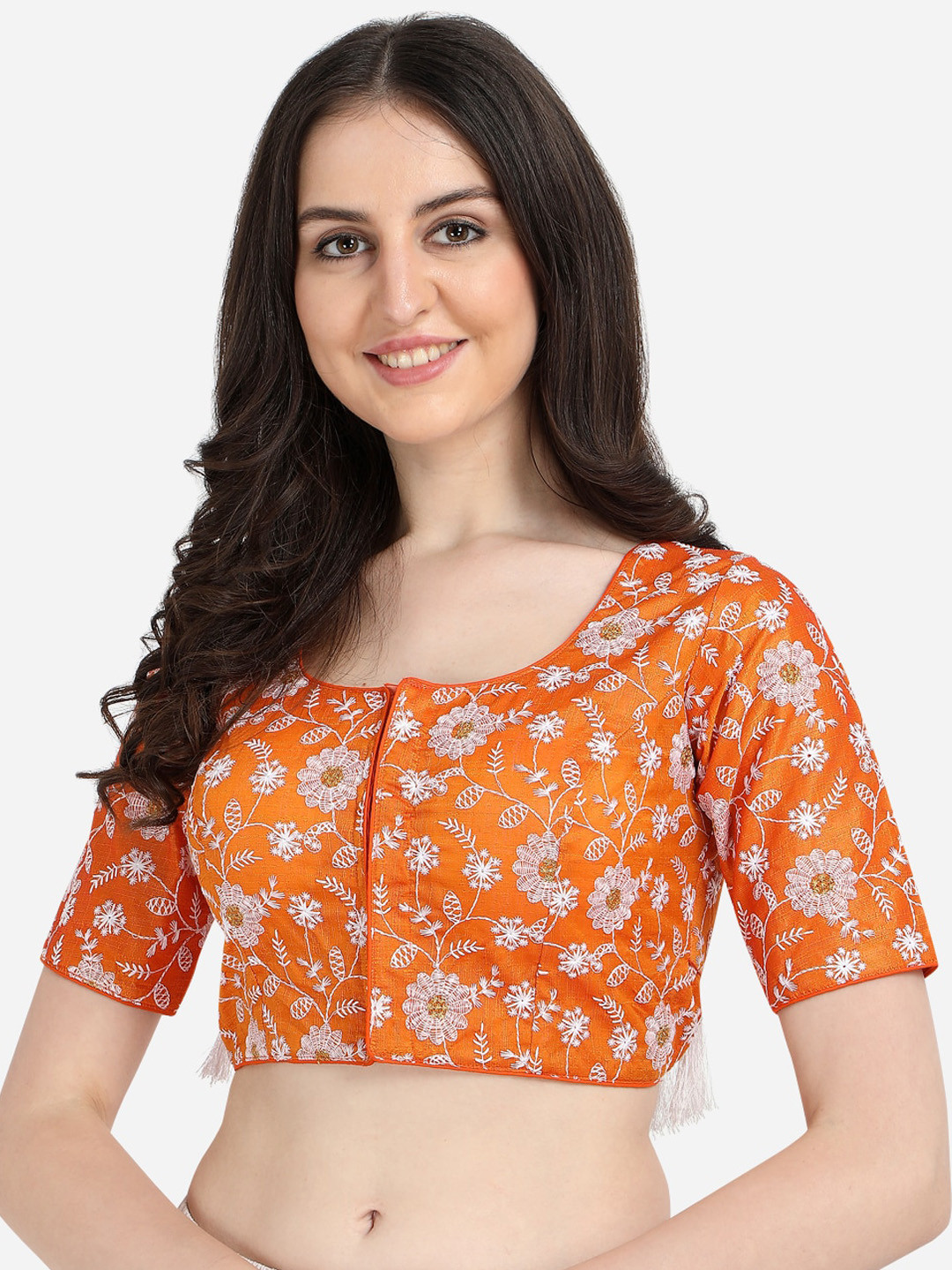 

Amrutam Fab Women Orange Colored Embroidered & Sequinned Saree Blouse