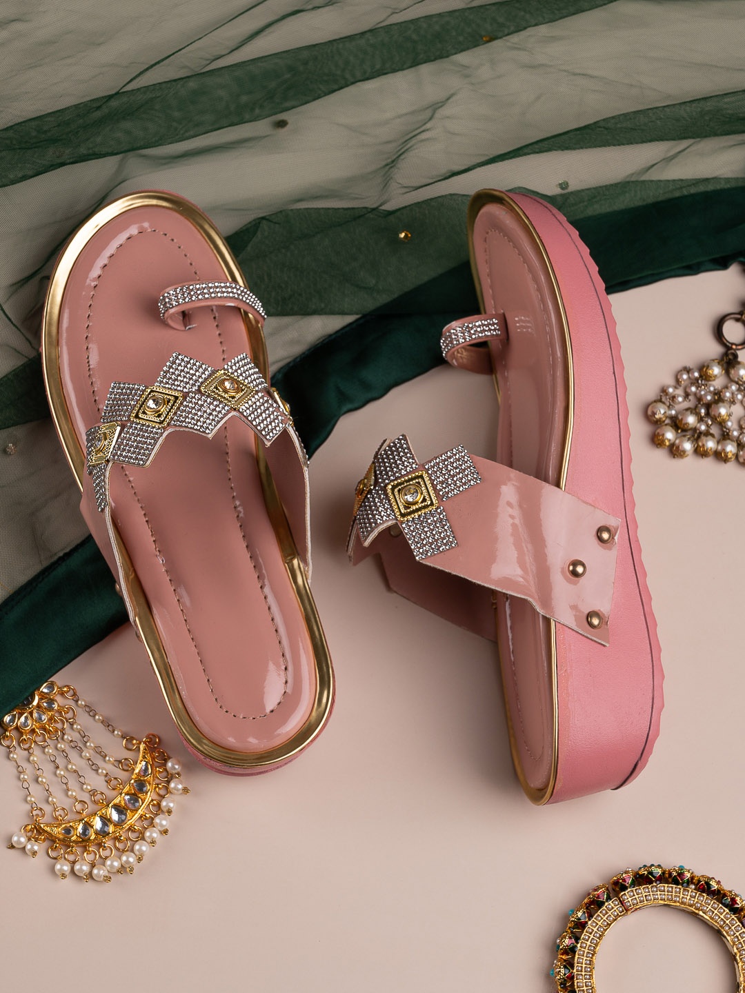 

Trendigo Pink Embellished Wedge Heels