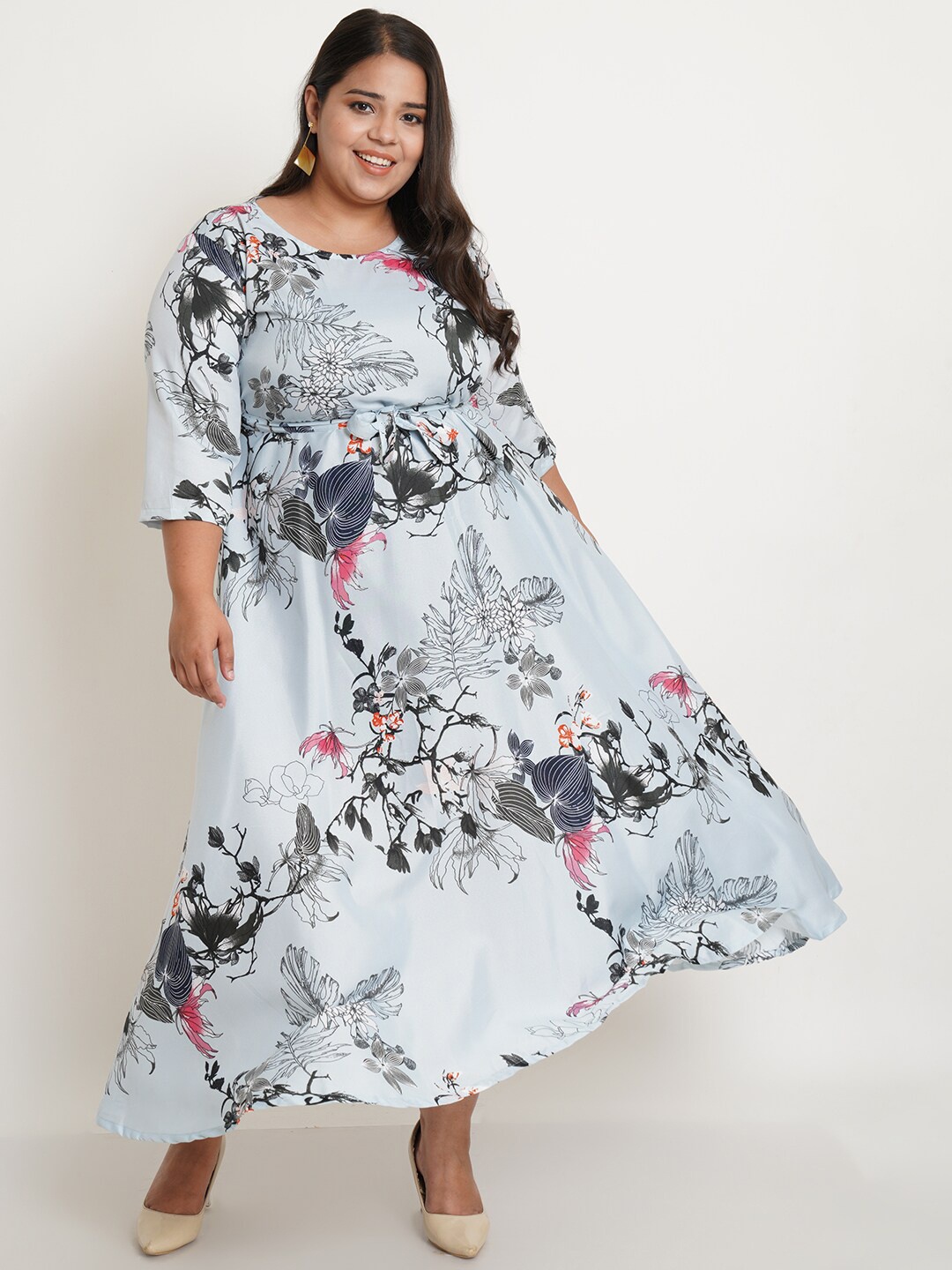 

U&F Women Plus Size Floral Maxi Dress, Blue