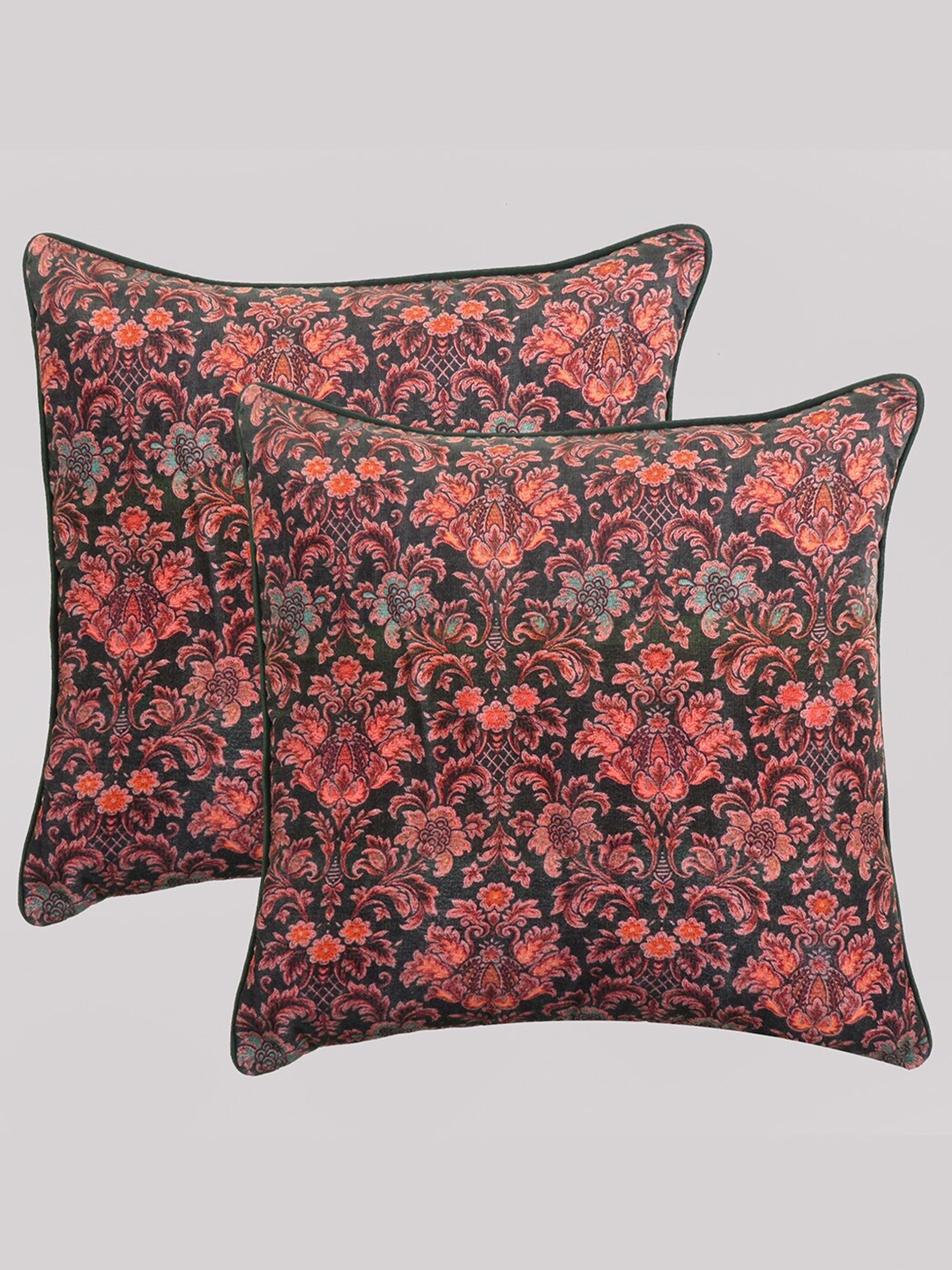 

OUSSUM Set of 2 Ethnic Motifs Velvet Square Cushion Covers, Black