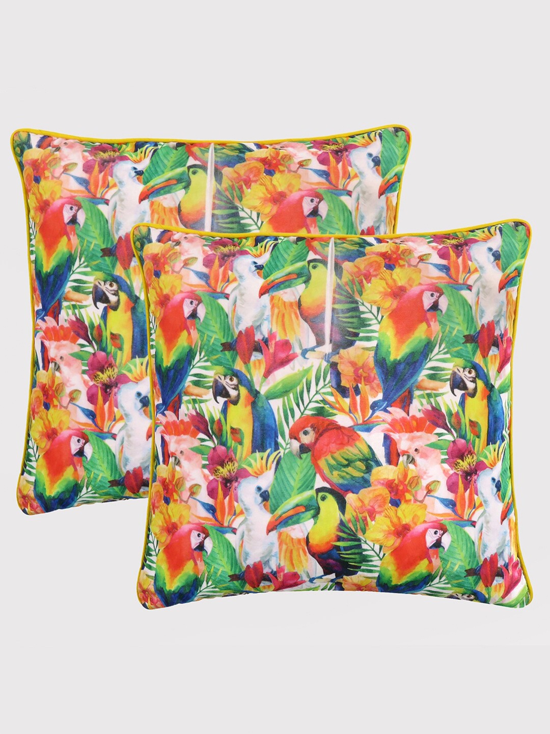 

OUSSUM Set of 2 Floral Velvet Square Cushion Covers, Pink