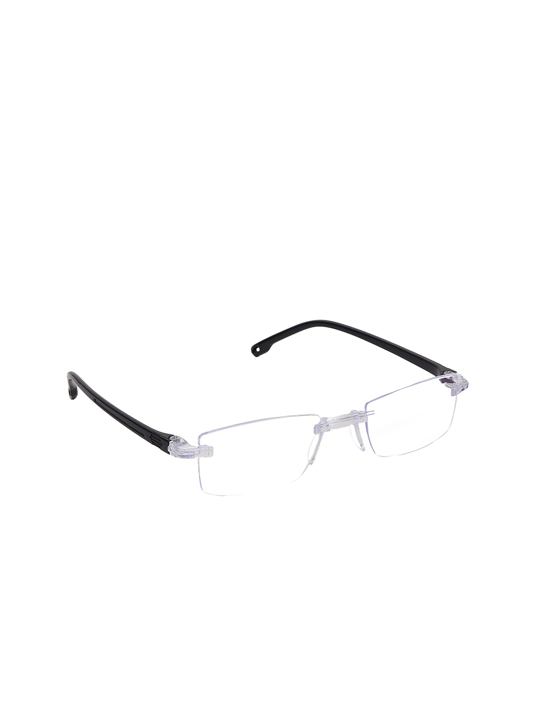 

CRIBA Unisex Rectangle Sunglasses with UV Protected Lens - CR_BLU BLK RIMLES, Transparent