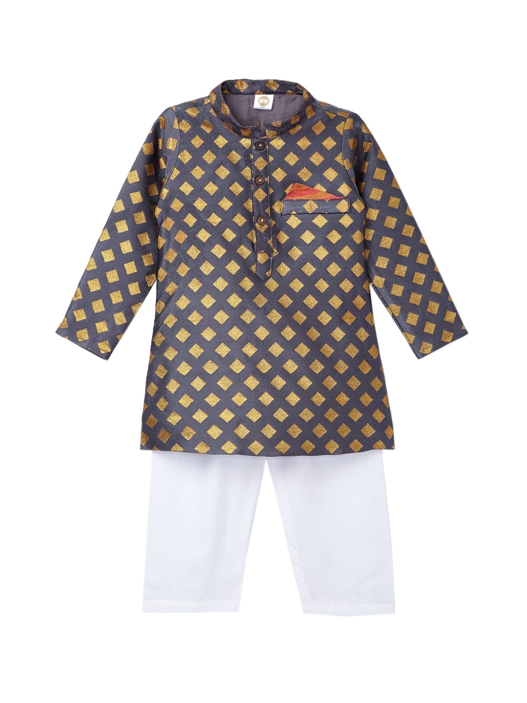 

K&U Boys Ethnic Motifs Printed Kurta with Pyjamas, Blue